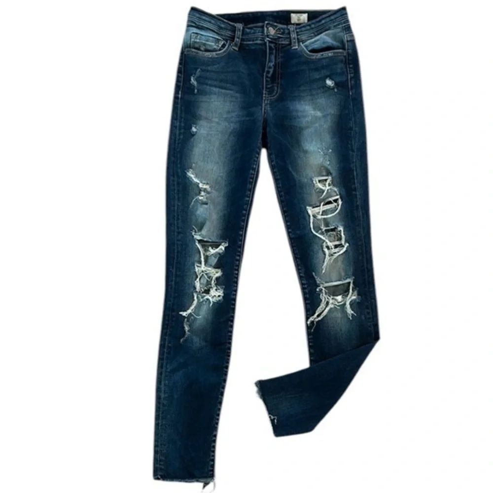 Bridge By Gly mid rise skinny jeans distressed size 28